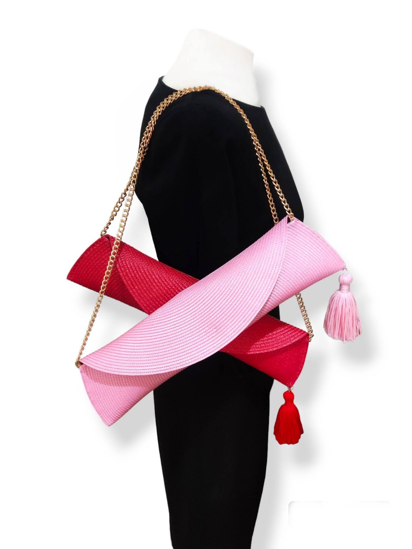 Bolso Clutch de Paja con Cadena para Bodas y Eventos
