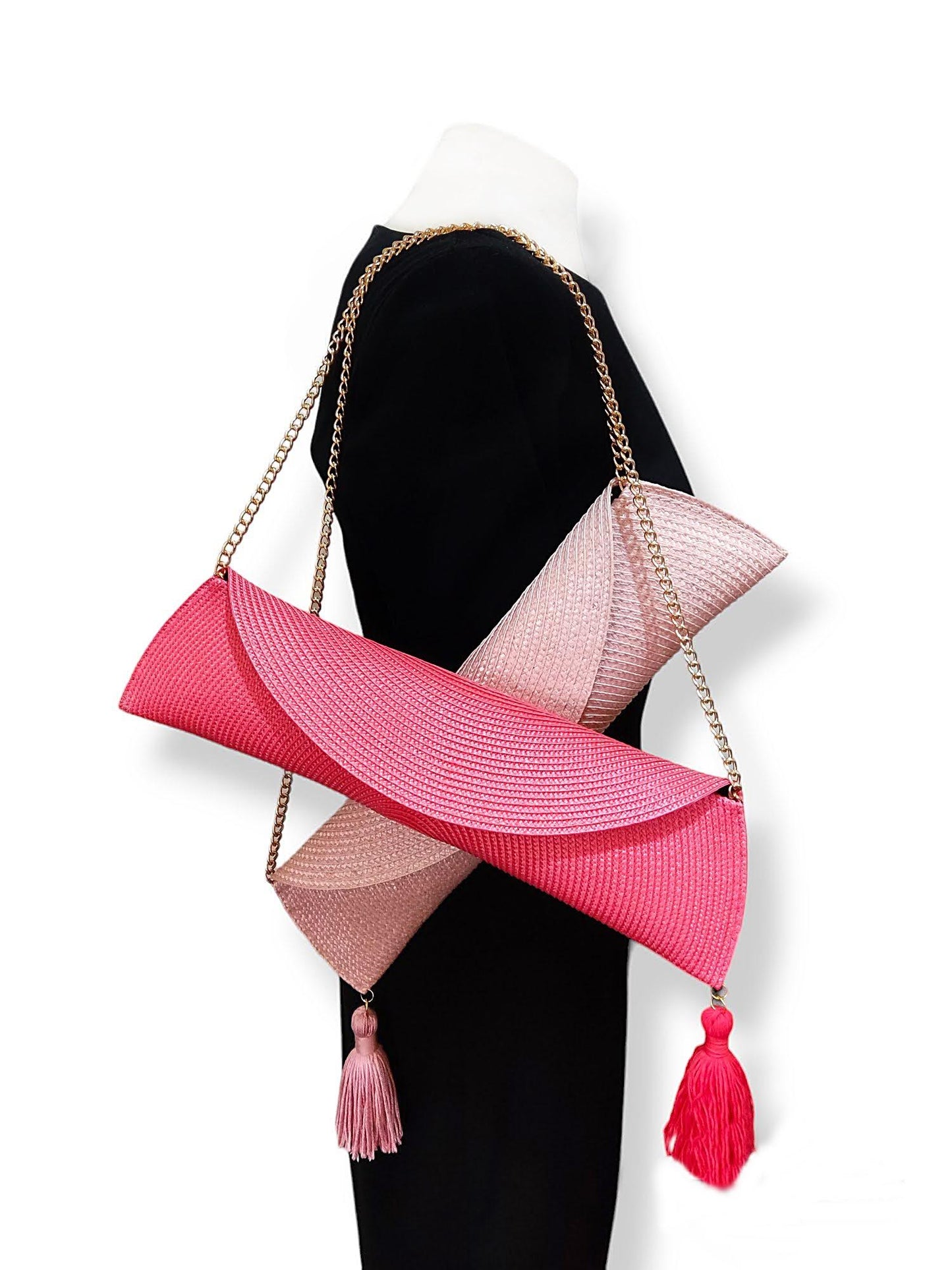 Bolso Clutch de Paja con Cadena para Bodas y Eventos