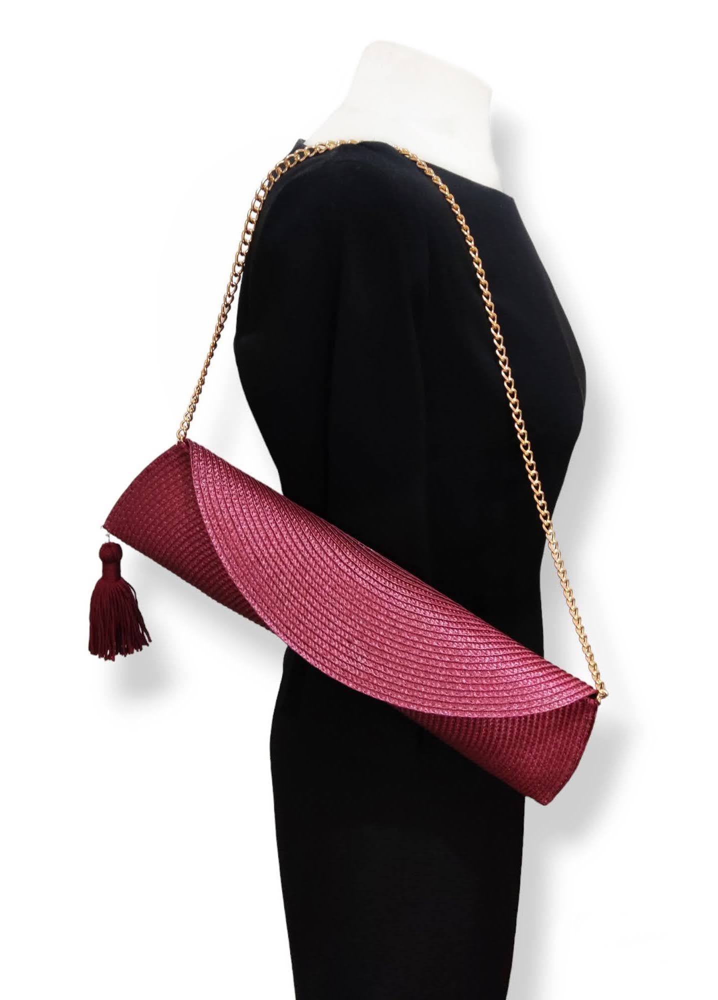 Bolso Clutch de Paja con Cadena para Bodas y Eventos