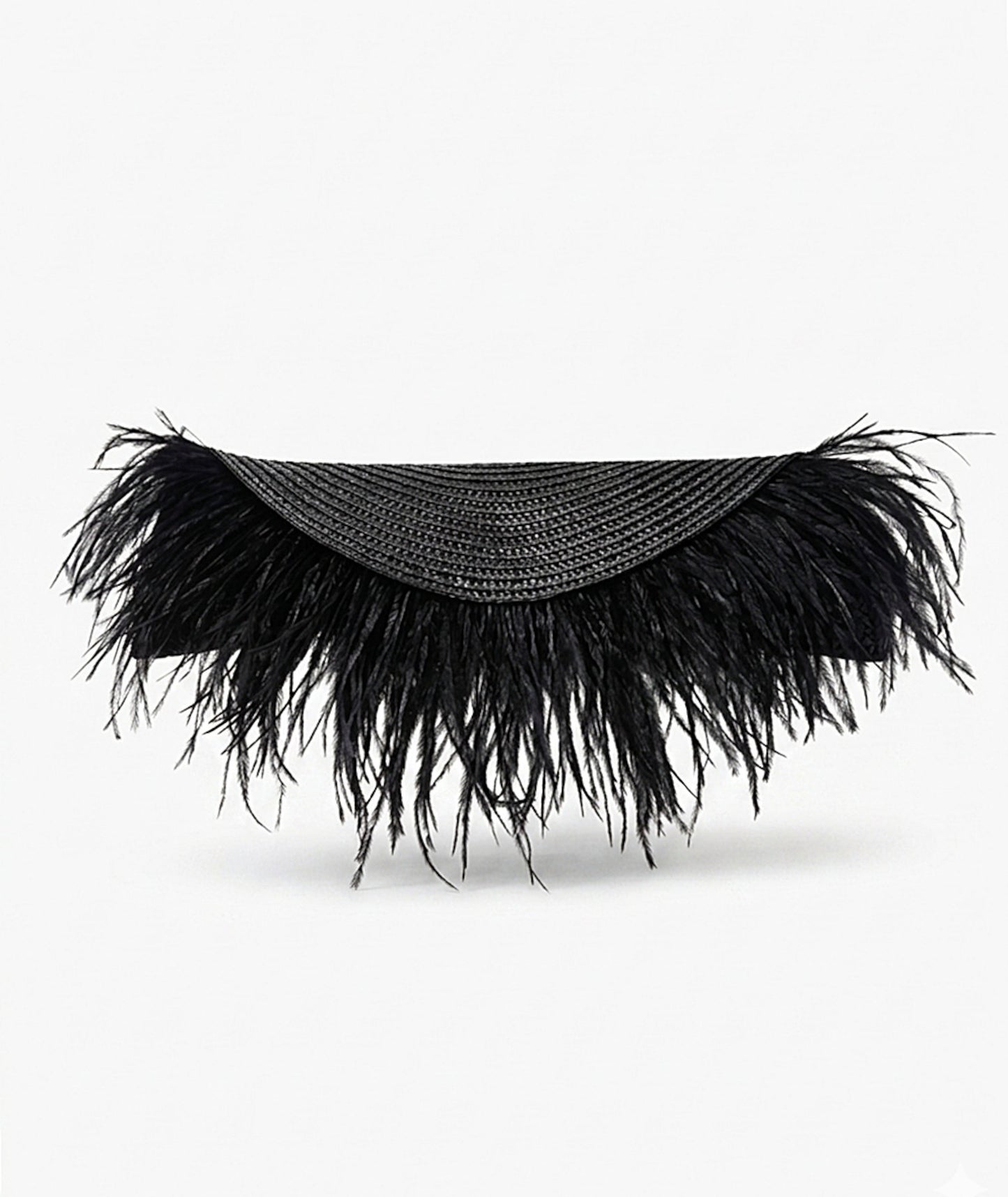 Straw Wedding Clutch with Feathers